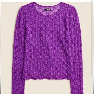 J Crew lace long sleeve vibrant purple top. Size XS